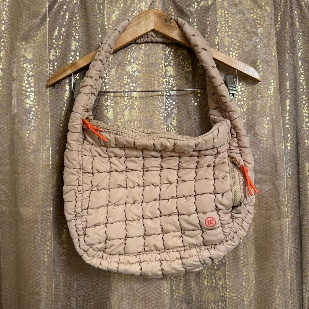 Wantable Tan Quilted Slouchy Puffer Shoulder Bag Purse